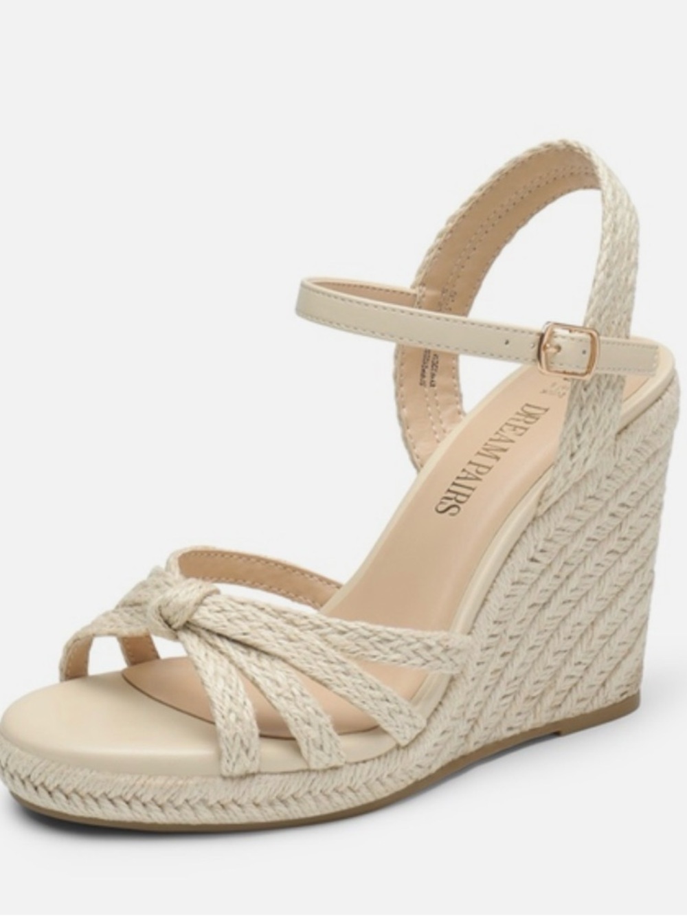 Dream Pairs women’s 11 Cream Woven Espadrille Wedge Sandals prep chic beach